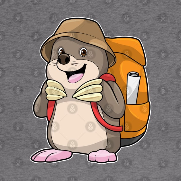 Mole as Hiker with Luggage by Markus Schnabel